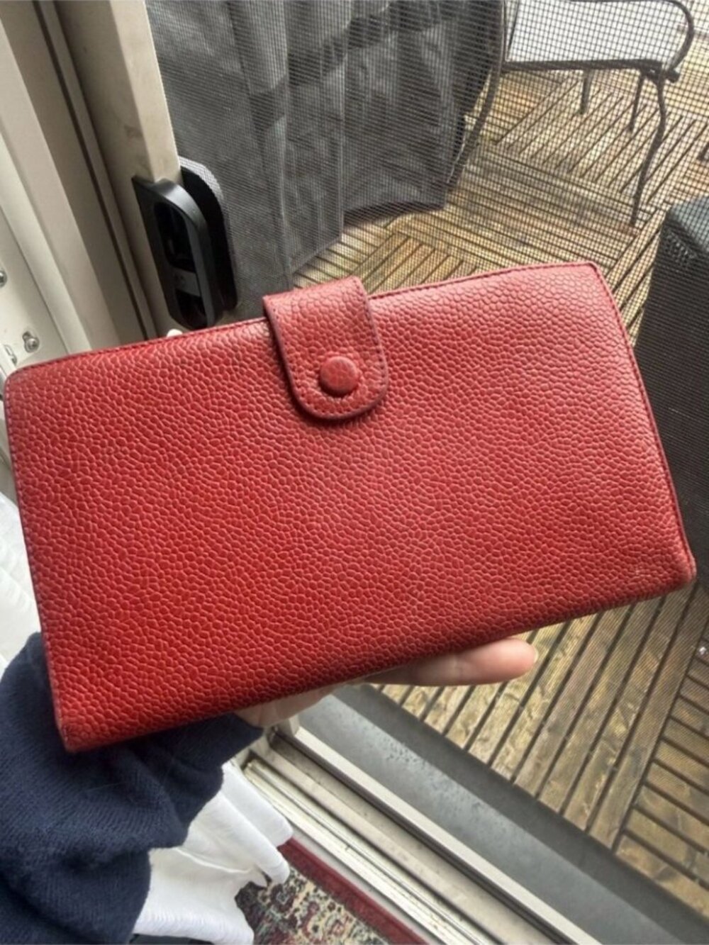 CHANEL Vtg Authentic Red Caviar Leather Long Wallet with Embossed CC - Picture 2 of 12